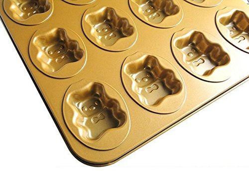 12 Cavity Gold Non Stick Cartoon Rabbit Cake Mold Cute Baking Pan 9inch N15