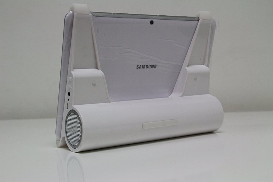 SimplyVibe V4-94P-S (Silver) Portable Rechargeable Wireless Bluetooth Speaker Stand for iPad, Galaxy N4