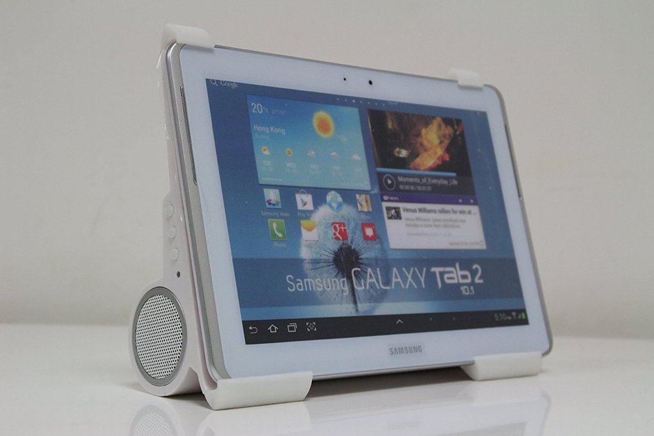 SimplyVibe V4-94P-S (Silver) Portable Rechargeable Wireless Bluetooth Speaker Stand for iPad, Galaxy N5