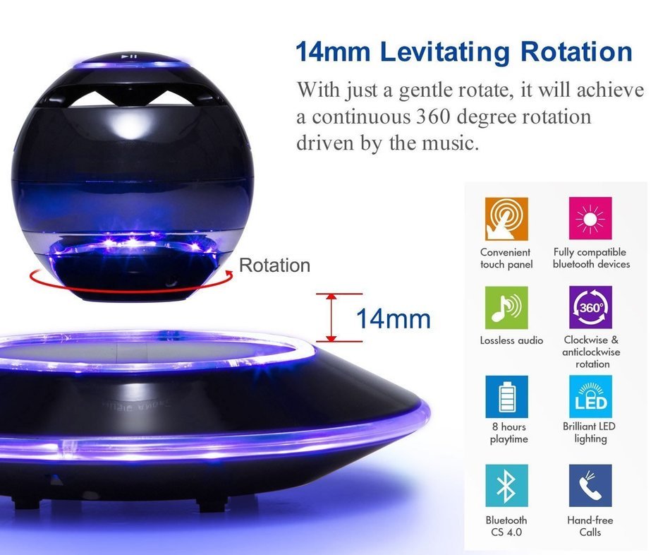 Levitating Portable Wireless Bluetooth Speakers, Floating Wireless Speaker with Microphone for Smartphone iphone... N2