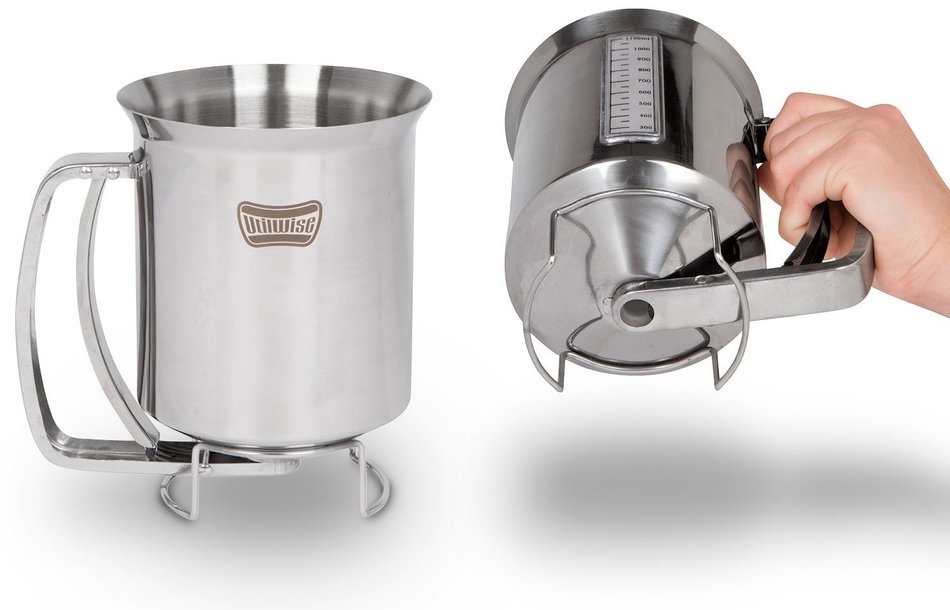 Stainless Steel Pancake & Cake Batter Dispenser Bundle with Measuring Label for Making Pancakes, Crepes & Waffles... N4
