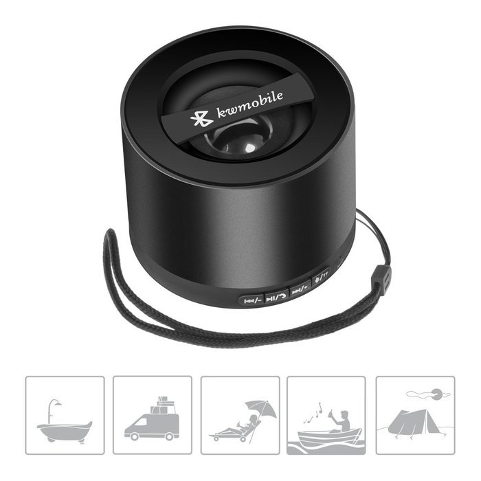 kwmobile Mini Wireless Bluetooth speaker with Micro SD card, FM Radio and microphone in blue for iPhone, iPad,... N7