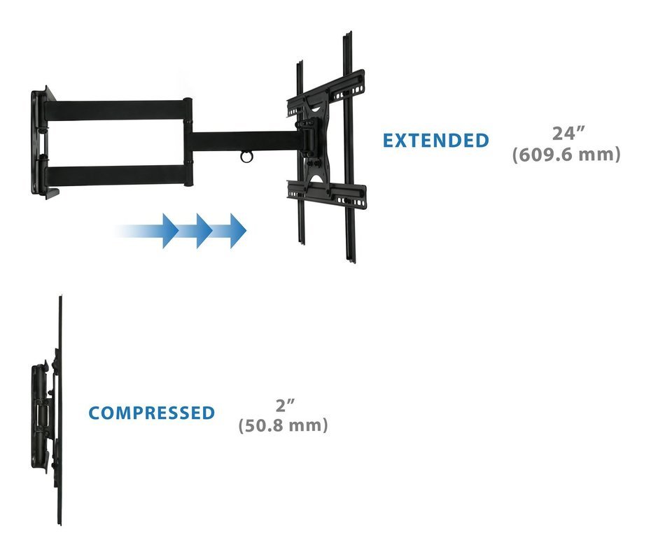 Mount-It! MI-345 Swivel Full Motion Articulating Tilting Low-Profile TV Wall Mount Corner Bracket for 32 - 65... N6