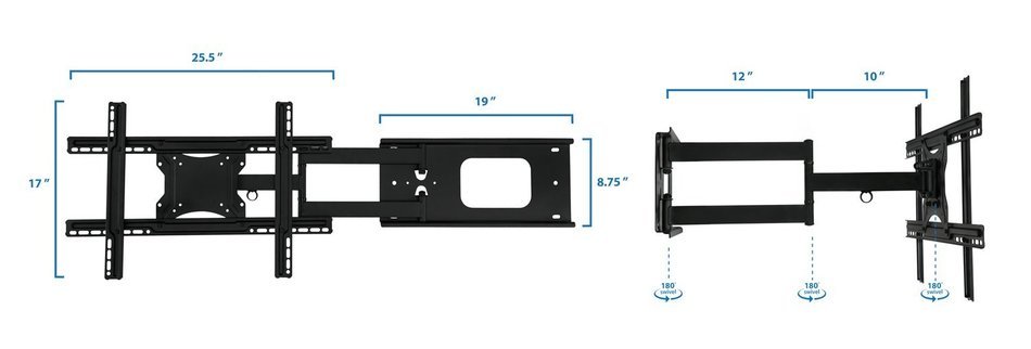 Mount-It! MI-345 Swivel Full Motion Articulating Tilting Low-Profile TV Wall Mount Corner Bracket for 32 - 65... N8