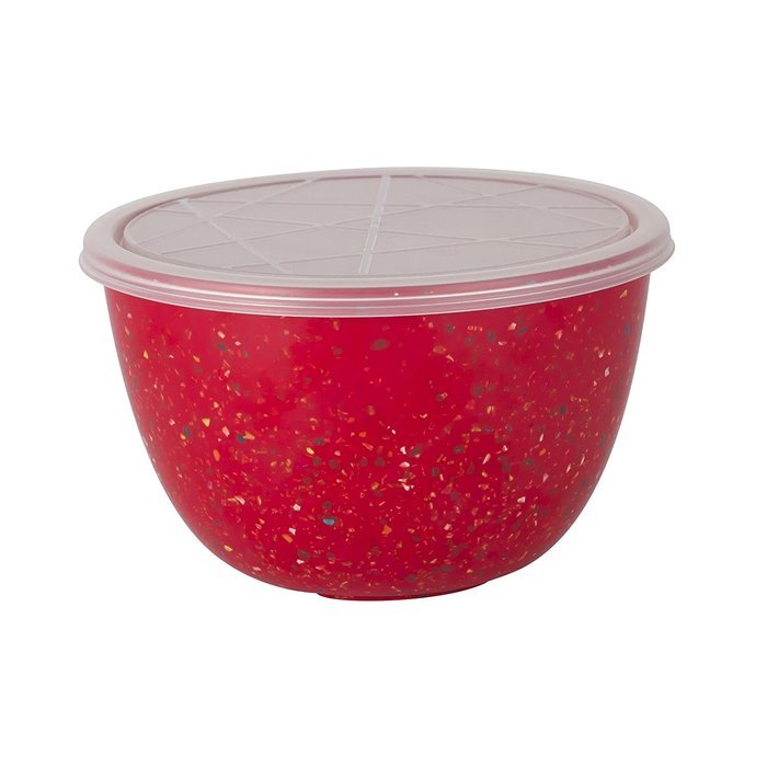 Zak! Designs Confetti Mixing Bowl with Lid, Durable and BPA-free Melamine, 3 Quart, Grape N2