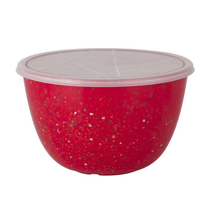 Zak! Designs Confetti Mixing Bowl with Lid, Durable and BPA-free Melamine, 3 Quart, Grape N6