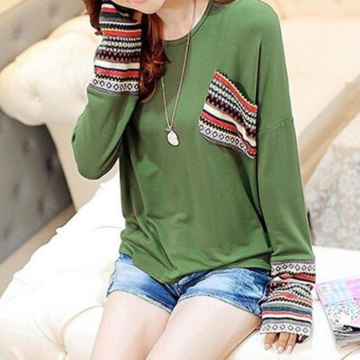 AIMTOPPY Womens Long Sleeve Round Neck Loose Shirt Blouse Tops (L, Red) N9