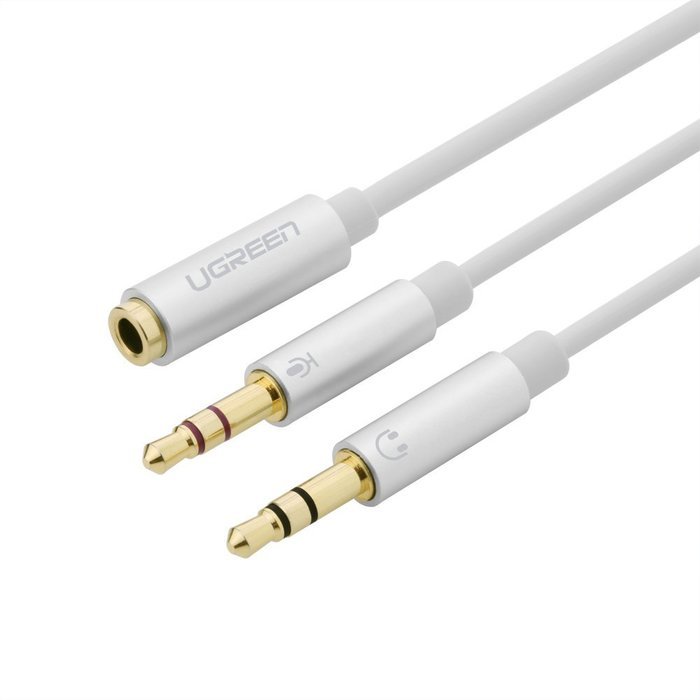 Ugreen Gold Plated 3.5mm Female to 2 Male Headphone Mic Audio Y Splitter Cable with Separate Headphone / Microphone...