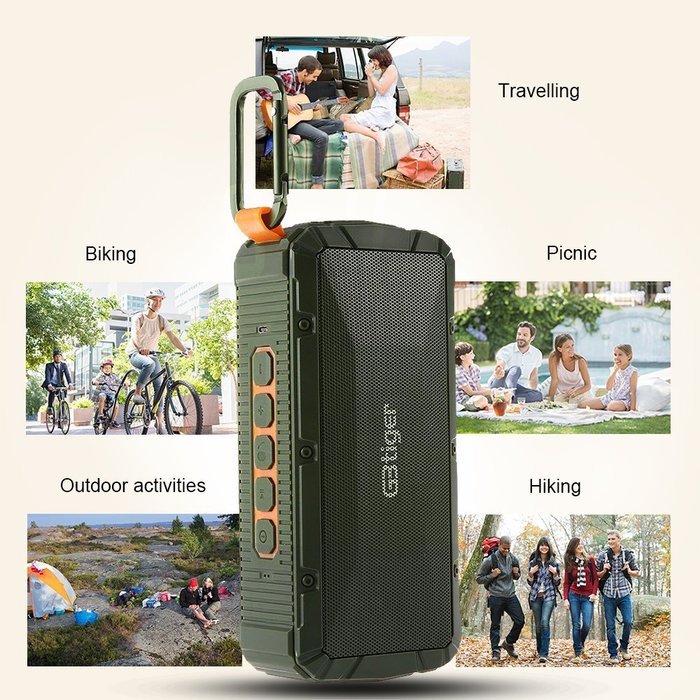GBtiger Portable Wireless Bluetooth Speakers, IPX6 Waterproof Hifi Speaker with 10W Enhanced Bass, Dual Channel... N7