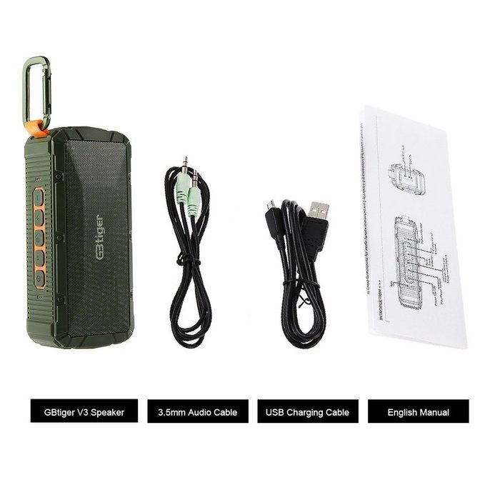 GBtiger Portable Wireless Bluetooth Speakers, IPX6 Waterproof Hifi Speaker with 10W Enhanced Bass, Dual Channel... N8