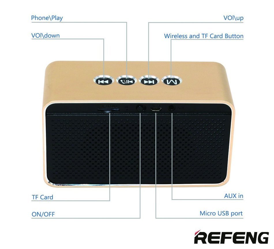 ReFeng Classic portable wireless bluetooth speaker, Hi-Fi stereo with built-in microphone, Enhanced Bass Clear... N5