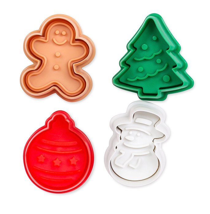 Internet&rsquo;s Best Mini Christmas Themed Cookie Cutter Set | 4 Piece | Plastic Winter Molds | Spring Fondant Press...