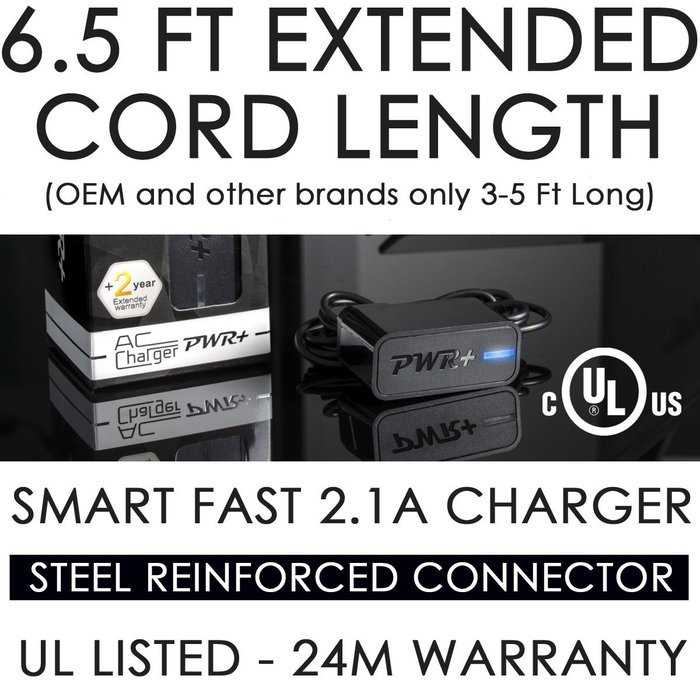[UL Listed] Pwr+ Extra Long 6.5 Ft Fast 2.1A AC Adapter for JBL Flip 2 3 Charge Go Pulse JBL-Clip-Plus-Micro-Xtreme-Flip-Trip... N2