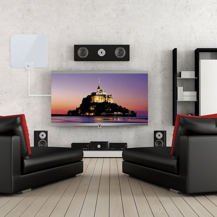 1byone 50 Miles Amplified HDTV Antenna with Amplifier Booster USB Power Supply to Boost Signal and 20ft Coaxial... N13