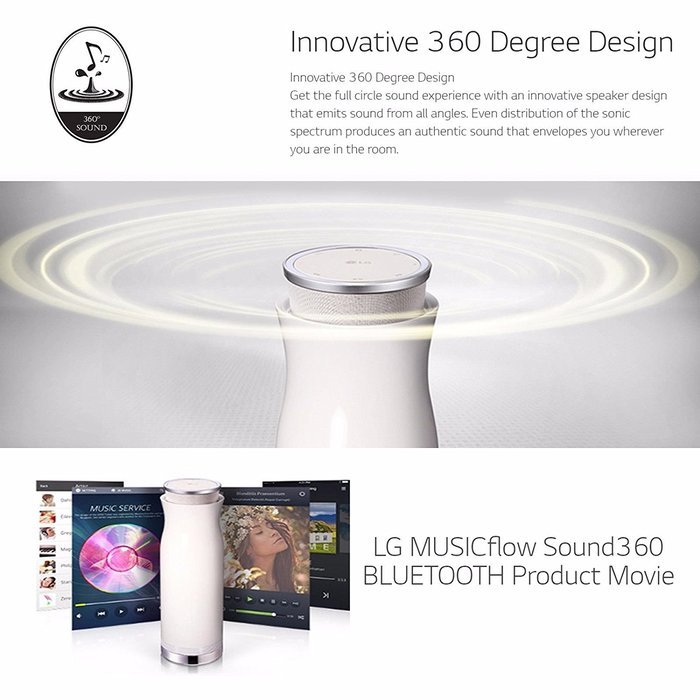 NEW LG NP7860 Portable Bluetooth Speaker Sound 360 Bottle Design (White) N6