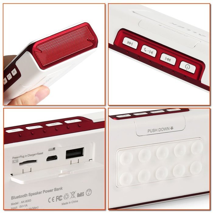 ALLEK&reg; Multifunction Wireless Portable 6W Bluetooth Speaker with 5000mAh Power Bank Speaker and Supported TF Card... N5