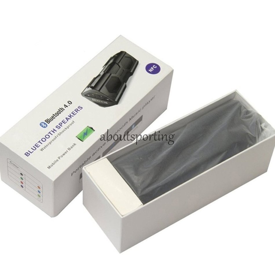 NP4U Portable Waterproof Stereo Wireless Bluetooth 3600mAh Power Bank OUTDOOR SPEAKER BLACK N4