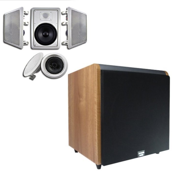 Acoustic Audio HT-65 In-Wall/Ceiling 5.1 Home Theater 6.5" Speakers and 15" Powered Sub HT-65-HD15M