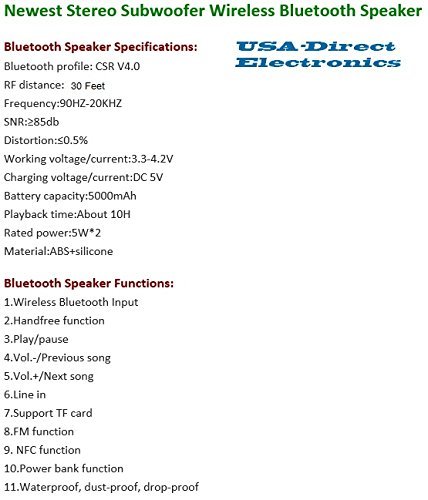 Bluetooth Speaker Subwoofer + Powerbank, PX-5 Waterproof, Shockproof, Bluetooth 4.0 Speaker, Phone Answering ,... N3