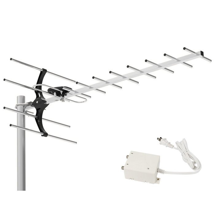 1byone Digital Amplified Outdoor / Attic HDTV Antenna, 80 Miles Range with Power Supply Box Extremely High Performance...