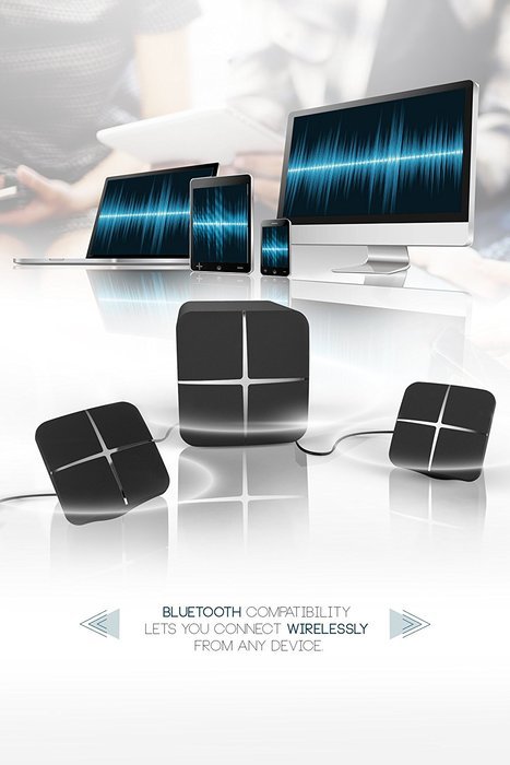 Sharper Image Bluetooth 2.1 Stereo Sound System Streaming Speakers With Subwoofer N2