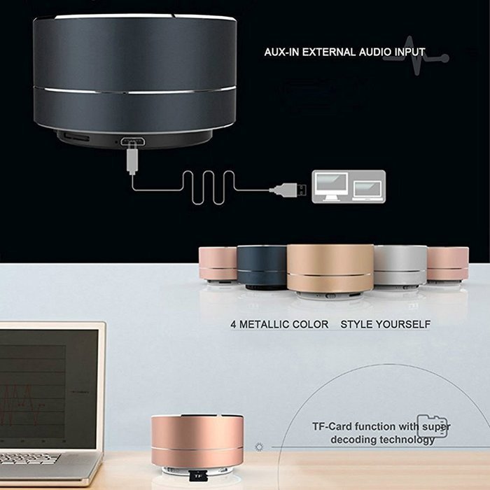 TIMEKER Metal Wireless Bluetooth Speaker with Microphone Portable Mini Super Bass Subwoofer Stereo Music Speaker... N7