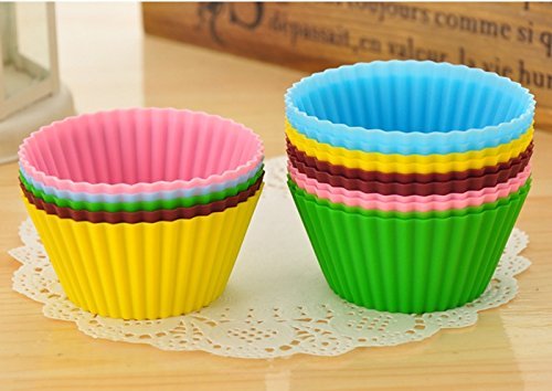 12pcs/lot, Round Shape Silicone Muffin Cases Cake Cupcake Liner Baking Mold