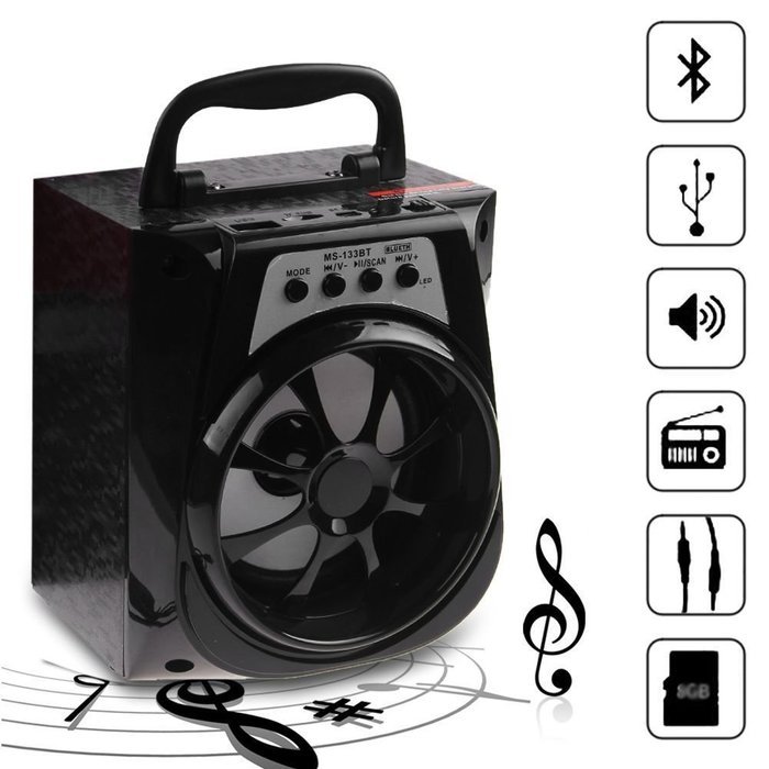 MS-133BT Bluetooth Wireless Portable Speaker Super Bass with USB/TF/AUX/FM Radio