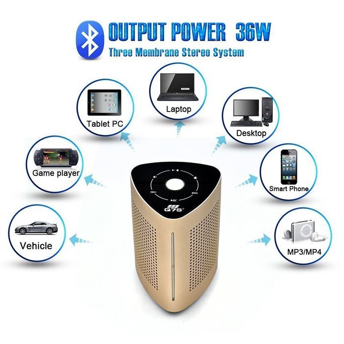 Q7S&reg; 36 Watts Wireless Bluetooth speakers 4.0 Vibration Technology. Enhanced Bass & 3 Modes Sound Channels. For... N5