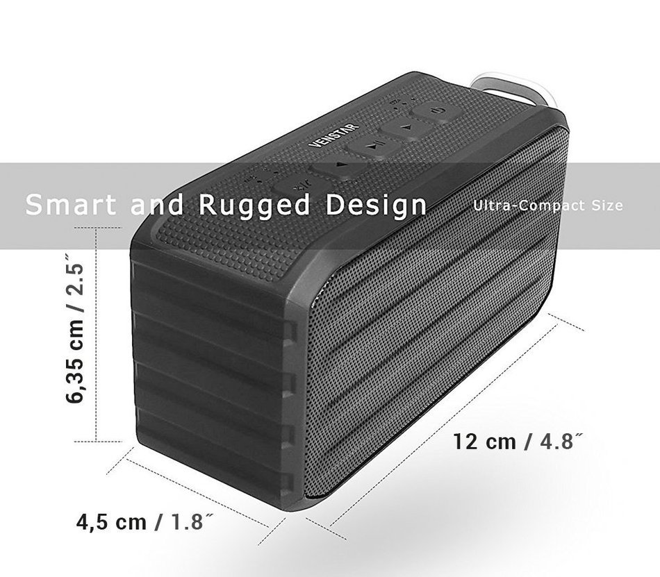 Venstar Waterproof Bluetooth Wireless Speaker, Mini Portable Handheld Super Bass 7W Drivers, TF/SD Card, 12 Hours... N6