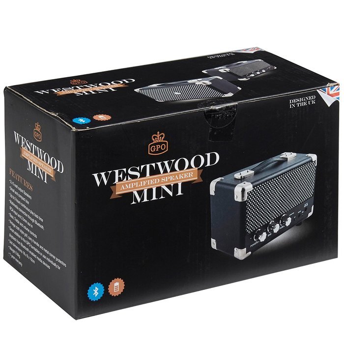 GPO Westwood Mini 10 Watt Portable Bluetooth Speaker with RCA Input and Rechargeable Battery - Pillarbox Red N12