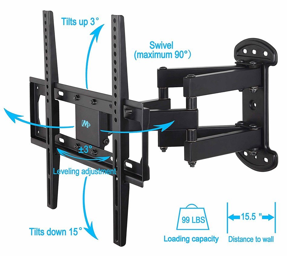Mounting Dream MD2379 TV Wall Mount Bracket with Full Motion Dual Articulating Arm for most of 26-55 Inches LED... N3