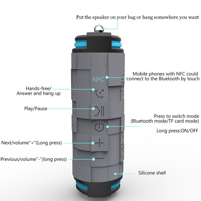 QAenly Wireless Bluetooth Speakers with HD Audio and Stereo Surround Sound Waterproof Dustproof Shockproof Riding... N2