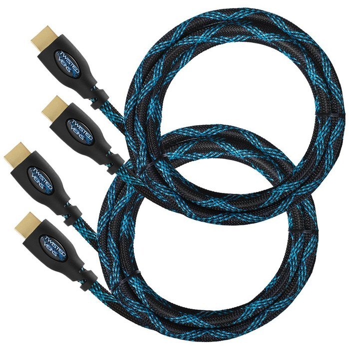 Twisted Veins Two (2) Pack of (15 ft) High Speed HDMI Cables + Right Angle Adapter and Velcro Cable Ties (Latest...