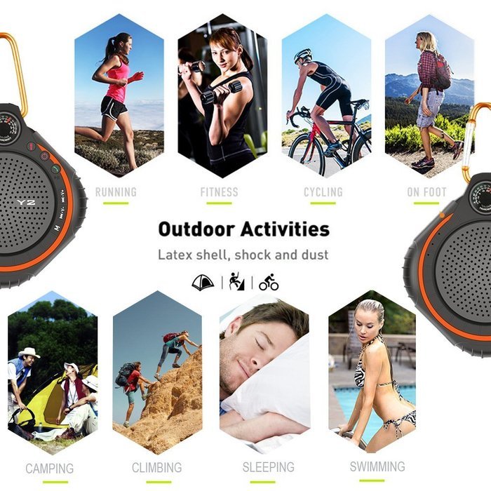 Accmor Mini Wireless Waterproof Speaker with Mic Built-In Flash-light & Thermometer, Outdoor Speaker for Outdoor... N3