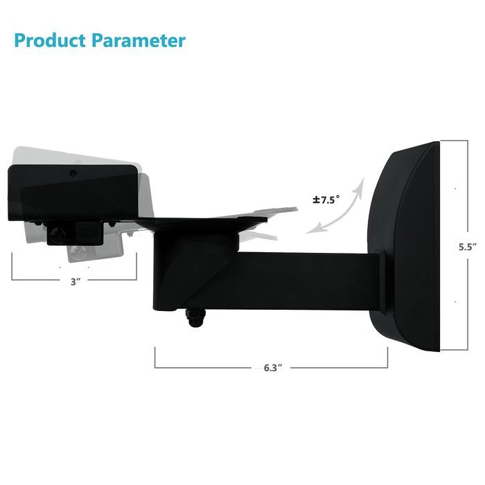 WALI One Pair of Side Clamping Bookshelf Speaker Mounting Bracket with Tilt and Swivel for Large Surrounding Sound... N5