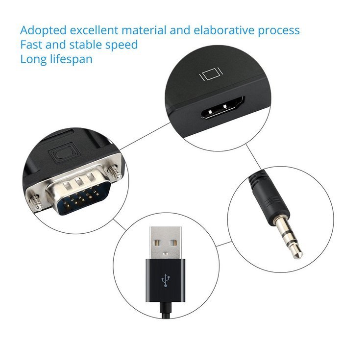 VicTsing VGA To HDMI Output 1080P HD Audio TV AV HDTV Video Cable Converter Adapter N4