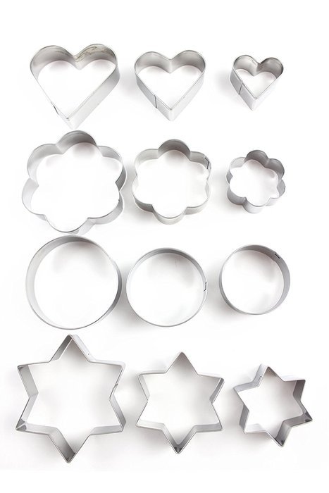 Home Value 12pc Metal Cookie Cutters: 3 Stars Shape, 3 Flowers Shape, 3 Round Shape, 3 Hearts Shape Model: (Home...