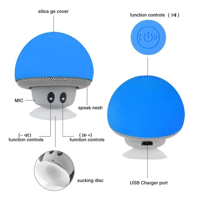 Mini Bluetooth Speaker,WEKSI Wireless Mushroom Bluetooth 4.1 Speaker with Hands-free Talk & Phone Stand N5