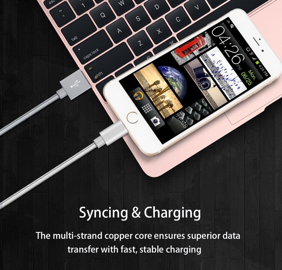 iPhone Charger, Teletrogy 3Pack 3ft 6ft 10ft Nylon Braided iPhone Charger Cable Sturdy and Tangle-Free with Aluminum... N13