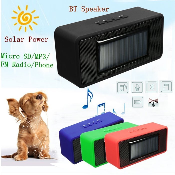 LOPEZ Solar Powered Speaker, Solar Panels Charge Portable Wireless Bluetooth Speaker Sound TF Card MP3 Player... N6