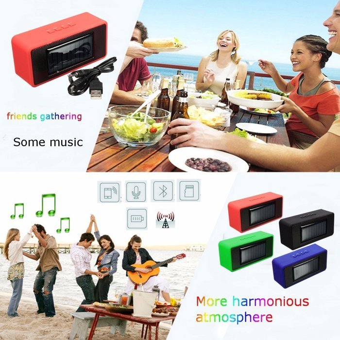 LOPEZ Solar Powered Speaker, Solar Panels Charge Portable Wireless Bluetooth Speaker Sound TF Card MP3 Player... N7