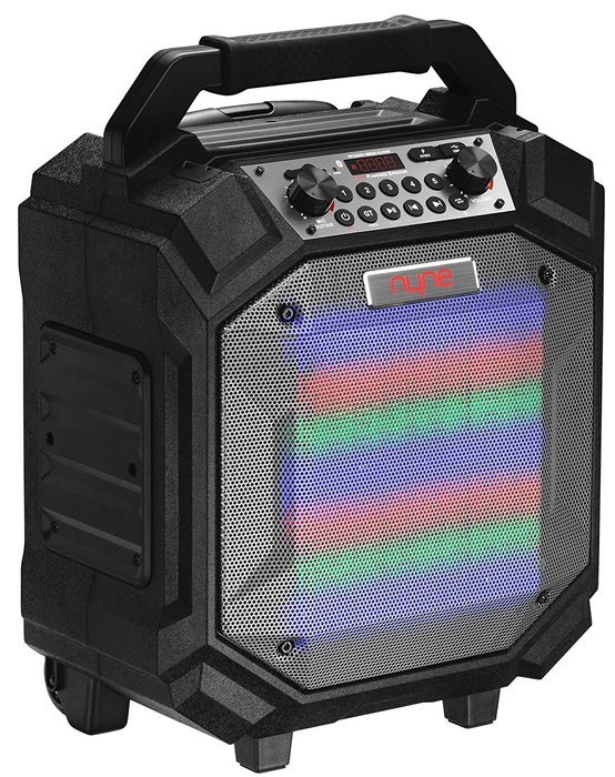 NYNE Multimedia Performer Portable 8" Speaker with Built-In Party Lights, FM Radio, 3.5mm Aux-In