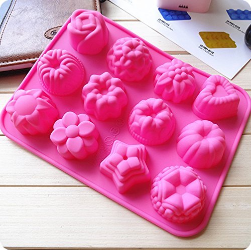 2014 Hot Sale Silicone Cake Mold Pan for Baking 12 Per Sheet Flowers Bakeware Fondant Cake Decorating Tools Wholesale...