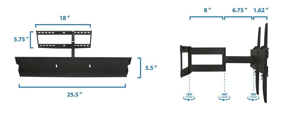 Mount-It! Swivel Wall Mount for 32"-65" Sony, Samsung, Panasonic, Sharp, Insignia, LG, Vizio N8