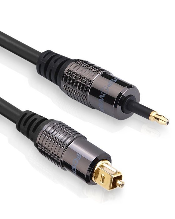 FosPower (3 Feet) 24K Gold Plated Toslink to Mini Toslink Digital Optical S/PDIF Audio Cable with Metal Connectors...