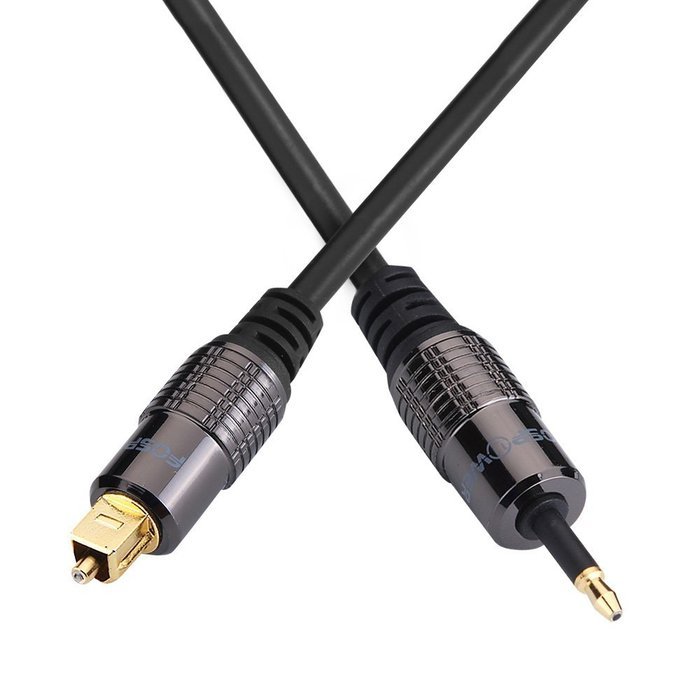 FosPower (3 Feet) 24K Gold Plated Toslink to Mini Toslink Digital Optical S/PDIF Audio Cable with Metal Connectors... N3