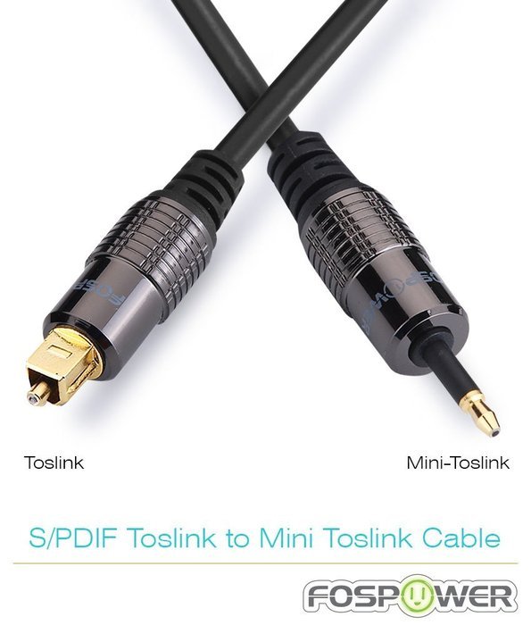 FosPower (3 Feet) 24K Gold Plated Toslink to Mini Toslink Digital Optical S/PDIF Audio Cable with Metal Connectors... N5