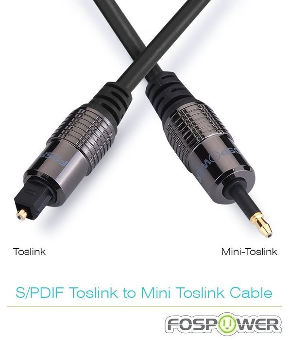 FosPower (3 Feet) 24K Gold Plated Toslink to Mini Toslink Digital Optical S/PDIF Audio Cable with Metal Connectors... N10