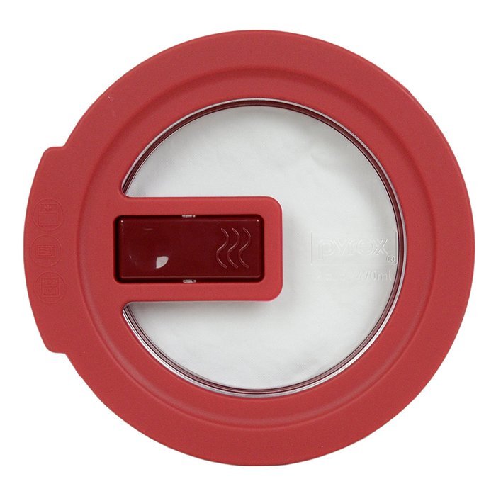 Pyrex 7200-NLC No-Leak Vented Round Storage Lid Cover for 2 Cup Bowl (4, Red) N4